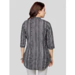 Generic Women's Cotton Blend Mandarin Collar 3/4 Sleeves Short Top (Black) - Image 6