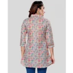 Generic Women's Cotton Blend Collared Neck 3/4 Sleeves Short Top (Multicolor) - Image 6