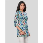 Generic Women's Rayon Collared Neck 3/4 Sleeves Short Top (Multicolor) - Image 5