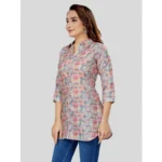 Generic Women's Cotton Blend Collared Neck 3/4 Sleeves Short Top (Multicolor) - Image 2