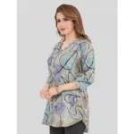 Generic Women's Rayon Mandarin Collar 3/4 Sleeves Short Top (Grey) - Image 6