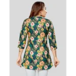 Generic Women's Cotton Blend Mandarin Collar 3/4 Sleeves Short Top (Green) - Image 6
