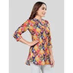 Generic Women's Cotton Blend Mandarin Collar 3/4 Sleeves Short Top (Multicolor) - Image 5