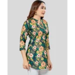 Generic Women's Cotton Blend Mandarin Collar 3/4 Sleeves Short Top (Green) - Image 5