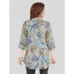 Generic Women's Rayon Mandarin Collar 3/4 Sleeves Short Top (Grey) - Image 2