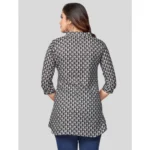 Generic Women's Cotton Blend Mandarin Collar 3/4 Sleeves Short Top (Black) - Image 6