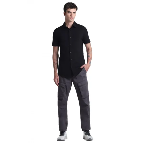 Black Cotton Blend Men's Shirt