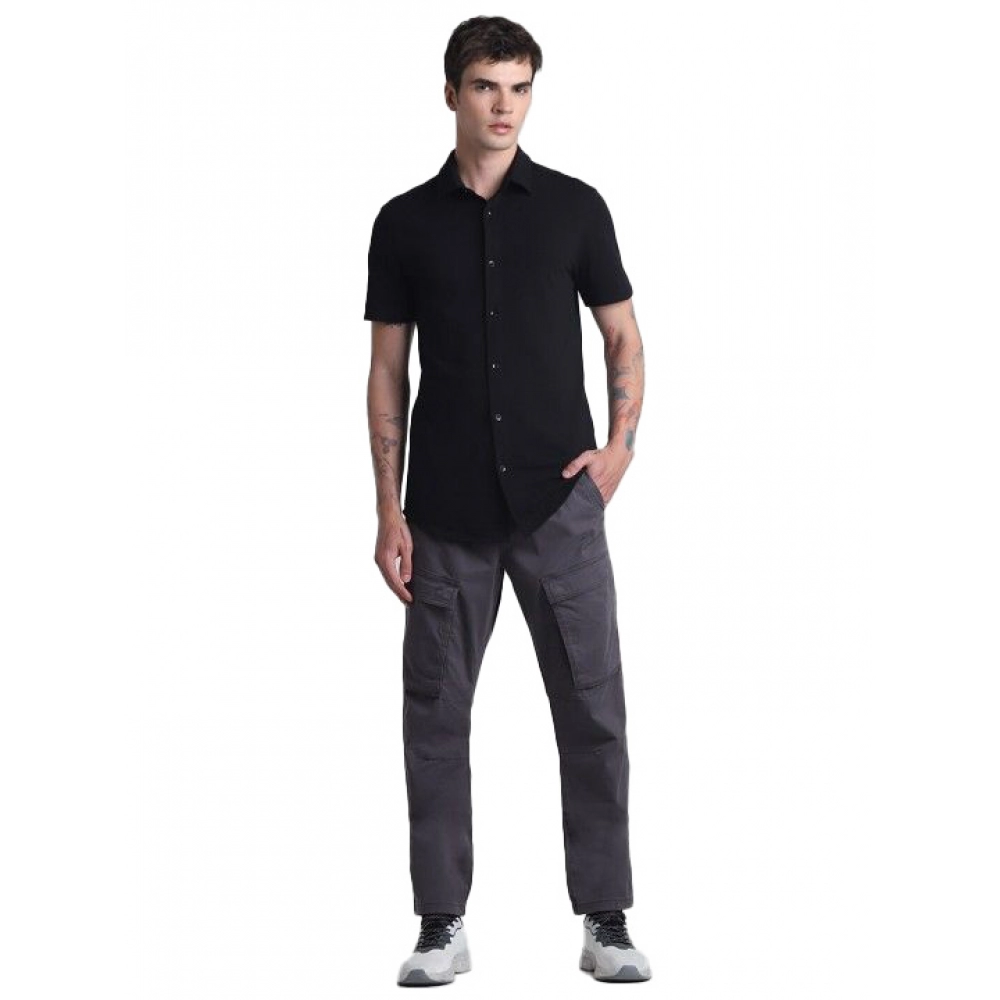 Black Cotton Blend Men's Shirt