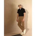 Generic Men's Cotton Blend Solid Half-Sleeve Regular Shirt (Black) - Image 3