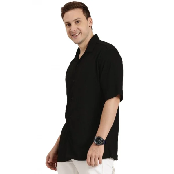 Black Cotton Blend Men's Shirt