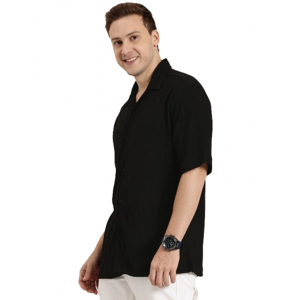 Black Cotton Blend Men's Shirt