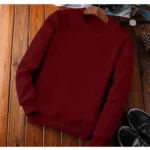 Maroon Men's Fleece Round Neck Sweatshirt