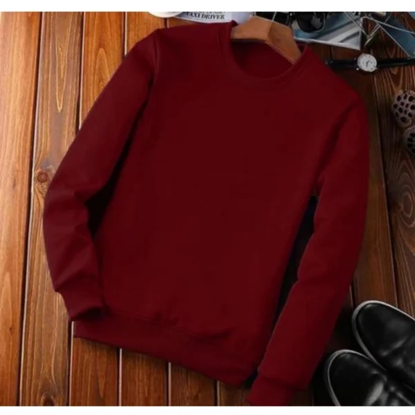 Maroon Men's Fleece Round Neck Sweatshirt