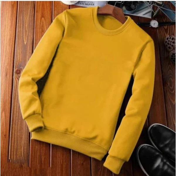 Orange Men's Fleece Round Neck Sweatshirt