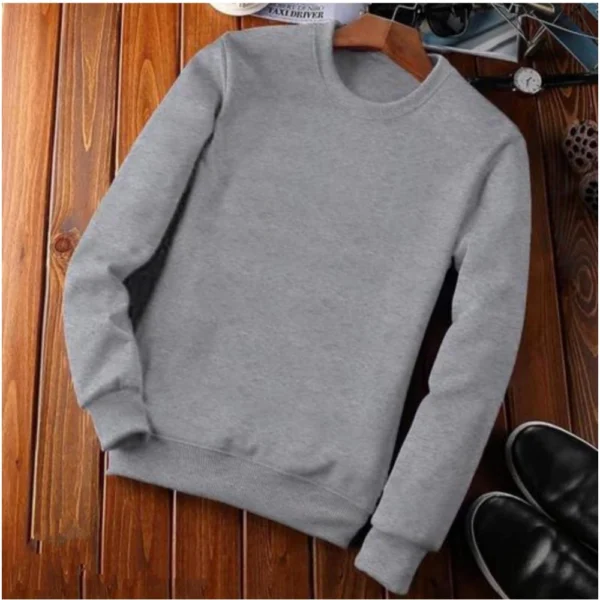Grey Men's Fleece Round Neck Sweatshirt