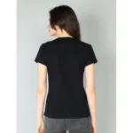 Generic Women's Cotton Blended Solid Sweetheart Half Sleeve T-Shirt (Black) - Image 4