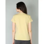 Generic Women's Cotton Blended Solid Sweetheart Half Sleeve T-Shirt (Beige) - Image 4