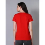 Generic Women's Cotton Blended Solid U-Neck Half Sleeve T-Shirt (Red) - Image 4