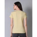 Generic Women's Cotton Blended Solid U-Neck Half Sleeve T-Shirt (Beige) - Image 4