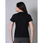 Generic Women's Cotton Blended Solid Round Neck Half Sleeve T-Shirt (Black) - Image 4