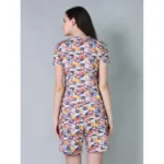 Generic Women's Cotton Blended Printed Round Neck Half Sleeve Top - Shorts Set (Multicolor) - Image 4