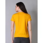 Generic Women's Cotton Blended Solid Round Neck Half Sleeve T-Shirt (Mustard) - Image 4