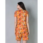 Generic Women's Cotton Blended Printed Round Neck Half Sleeve Top - Shorts Set (Yellow) - Image 4