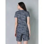 Generic Women's Cotton Blended Printed Round Neck Half Sleeve Top - Shorts Set (Blue) - Image 4