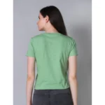 Generic Women's Cotton Solid Closure Neck Half Sleeve T-Shirt (Mint-Green) - Image 4