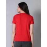 Generic Women's Cotton Blended Solid Round Neck Half Sleeve T-Shirt (Red) - Image 4