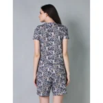 Generic Women's Cotton Blended Printed Round Neck Half Sleeve Top - Shorts Set (Multicolor) - Image 4