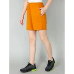 Women's Brown Cotton Shorts - Angle 3