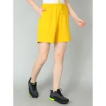 Women's Yellow Cotton Shorts - Angle 3