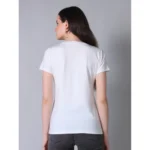 Generic Women's Cotton Blended Solid U-Neck Half Sleeve T-Shirt (White) - Image 4
