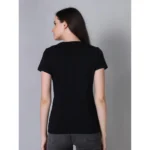 Generic Women's Cotton Blended Solid U-Neck Half Sleeve T-Shirt (Black) - Image 4