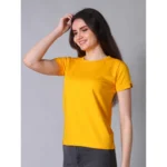Generic Women's Cotton Blended Solid Round Neck Half Sleeve T-Shirt (Mustard) - Image 3