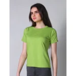 Generic Women's Cotton Blended Solid Round Neck Half Sleeve T-Shirt (Green) - Image 3