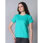 Generic Women's Cotton Blended Solid Round Neck Half Sleeve T-Shirt (Green) - Image 3