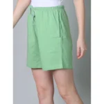 Women's Pista Green Shorts - Angle 3