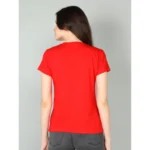 Generic Women's Cotton Blended Solid Sweetheart Half Sleeve T-Shirt (Red) - Image 4