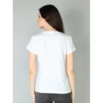 Generic Women's Cotton Blended Solid Sweetheart Half Sleeve T-Shirt (Off_White) - Image 4
