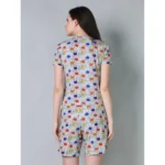 Generic Women's Cotton Blended Printed Round Neck Half Sleeve Top - Shorts Set (Grey) - Image 4