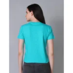 Generic Women's Cotton Solid Closure Neck Half Sleeve T-Shirt (SeaGreen) - Image 4