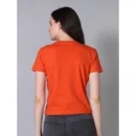 Generic Women's Cotton Solid Closure Neck Half Sleeve T-Shirt (Rust) - Image 4