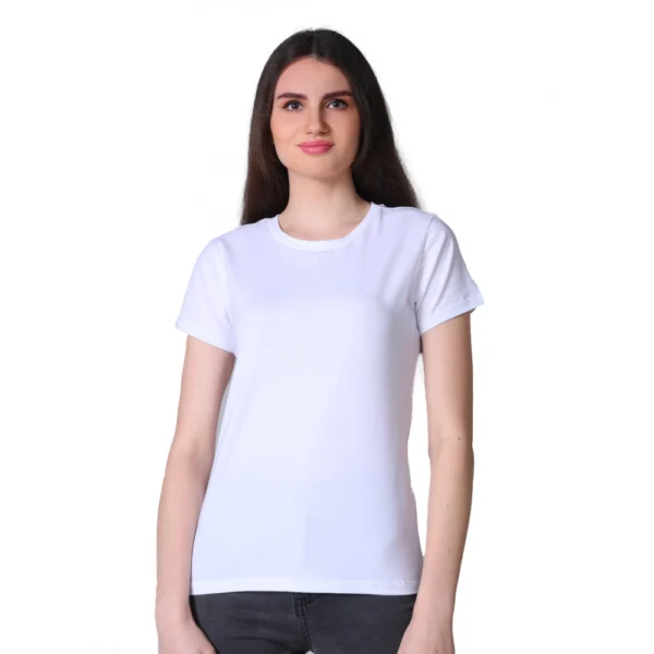 Generic Women's Cotton Blended Solid U-Neck Half Sleeve T-Shirt (Off_White)