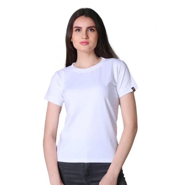 White Cotton Blend Half Sleeve T-Shirt for Women