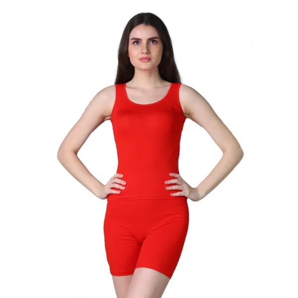 Generic Women's Cotton Blended Solid Stretchable Camisole (Red)