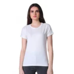 Generic Women's Cotton Blended Solid U-Neck Half Sleeve T-Shirt (White)