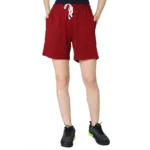Women's Maroon Cotton Shorts