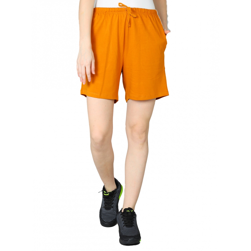 Women's Brown Cotton Shorts
